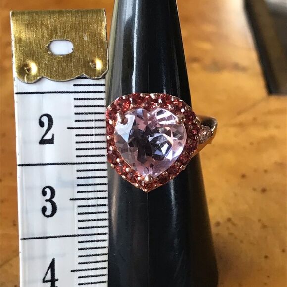Rose De France Amethyst Red Garnet Sterling Silver Heart Ring Size 6